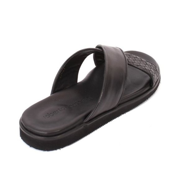 Roberto Serpentini 1700 Black Leather Slides Men Comfort Sandals main image 5
